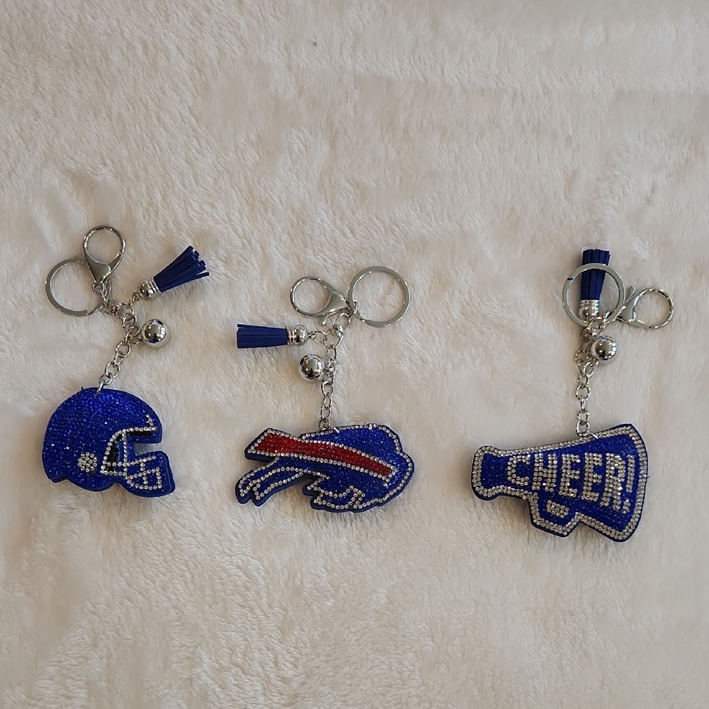 Buffalo Bills Blue and Silver Cheer Keychain Set Bag Charms